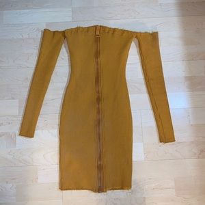 Mustard Yellow off the shoulder dress